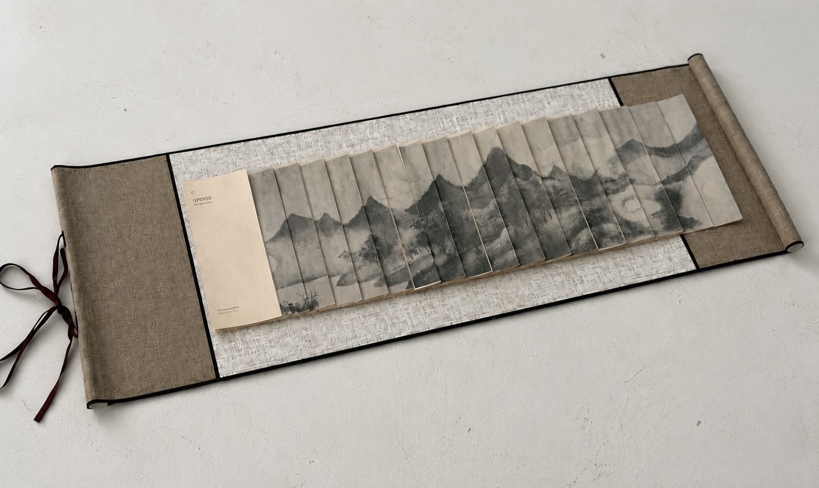 Angled documentation of the physical Opened prototype showing its integrated horizontal structure.