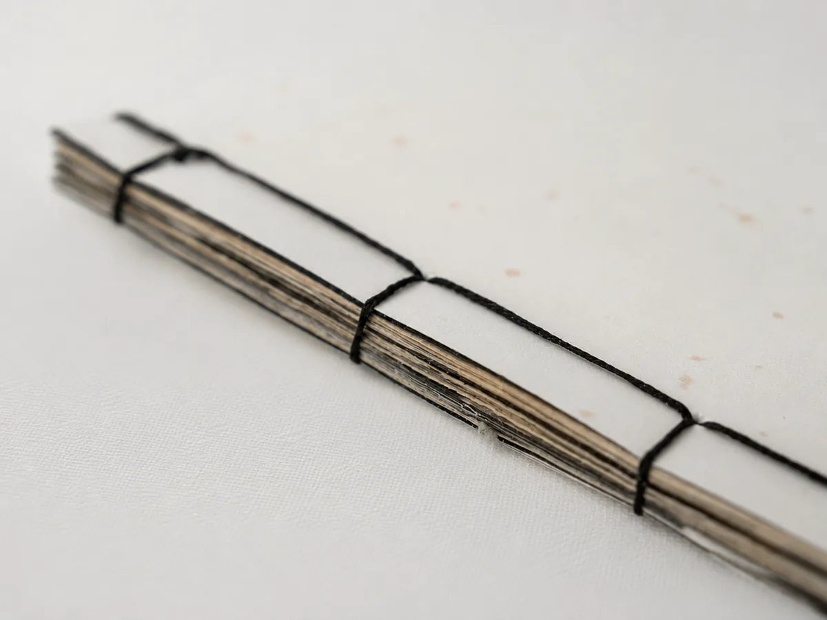 Skin of Writing book showing its hand-bound spine and cover.