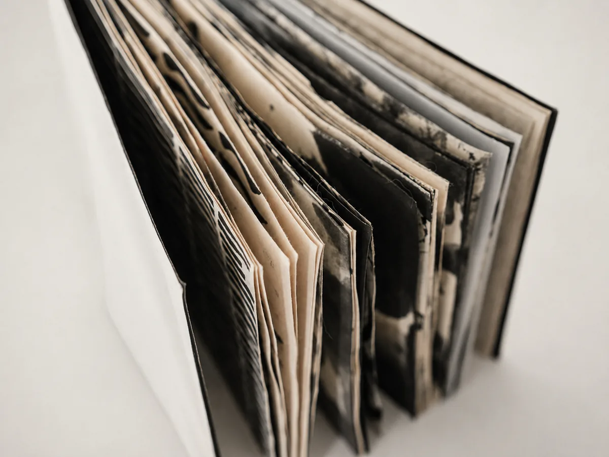 Skin of Writing book showing layered pages from the side.