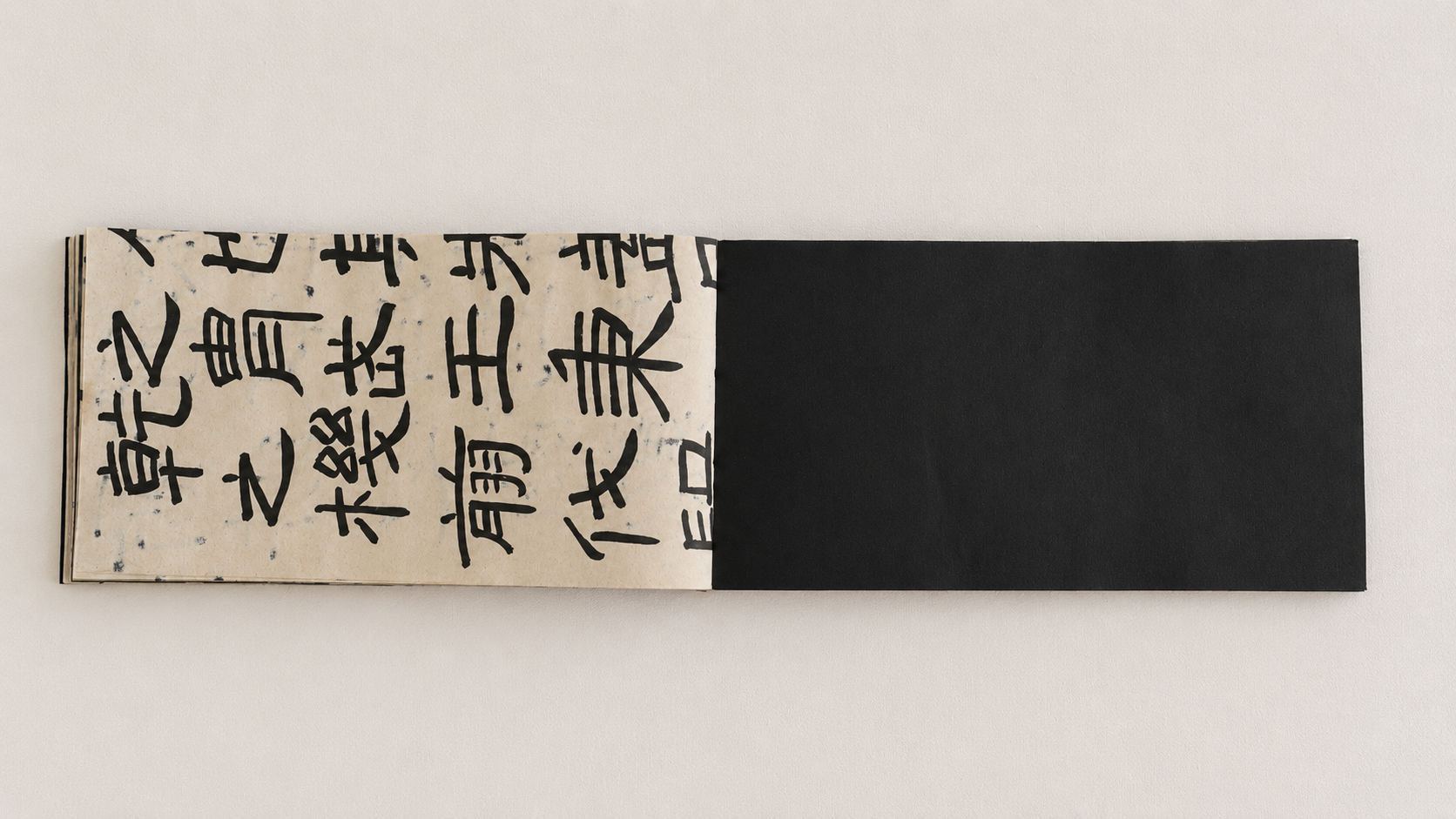 Interior spread showing dense black ink and character fragments.