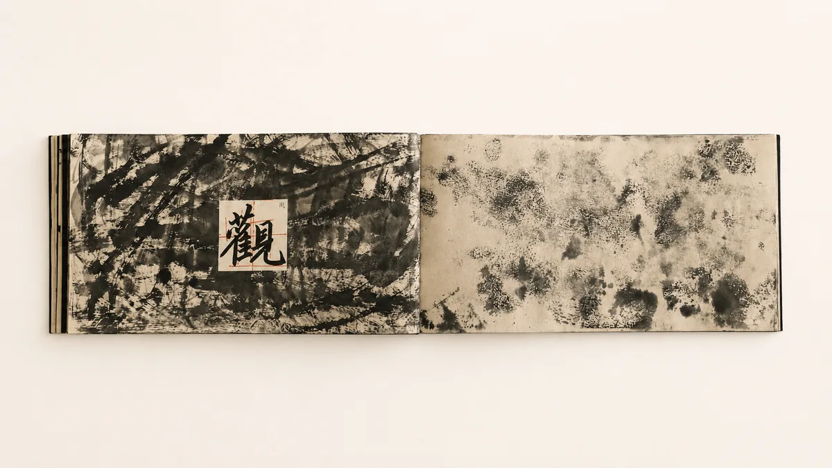 Interior spread showing the relation between character and ink texture.