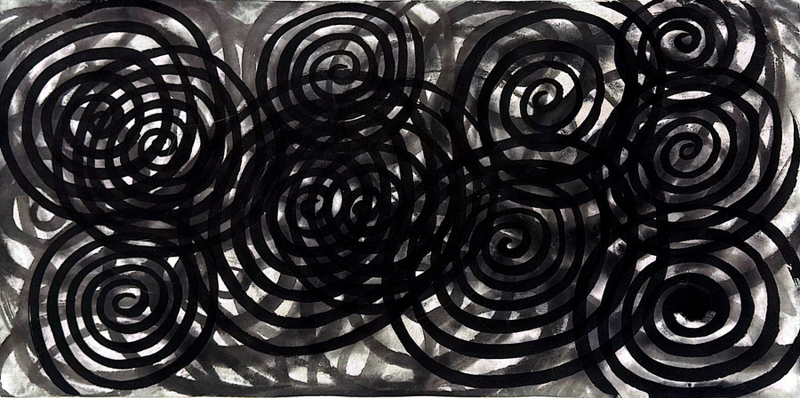 Mengruo Wang's overlapping continuous spiral brush-control exercise.