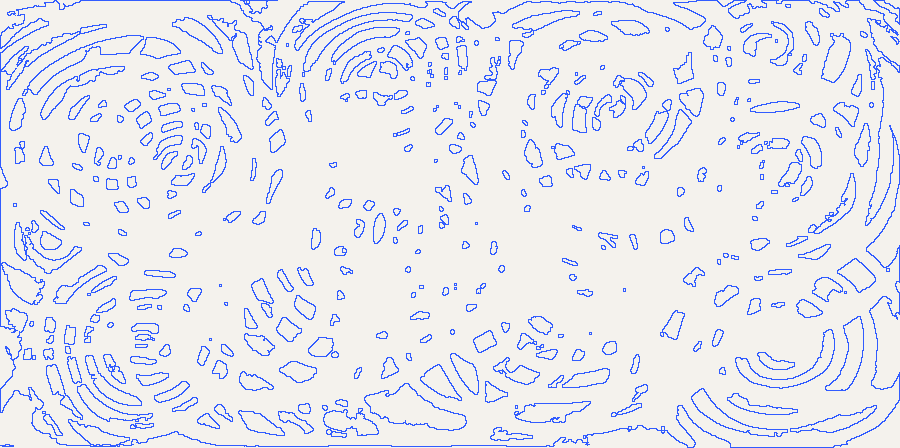 Blue edges extracted from the overlapping spiral marks.