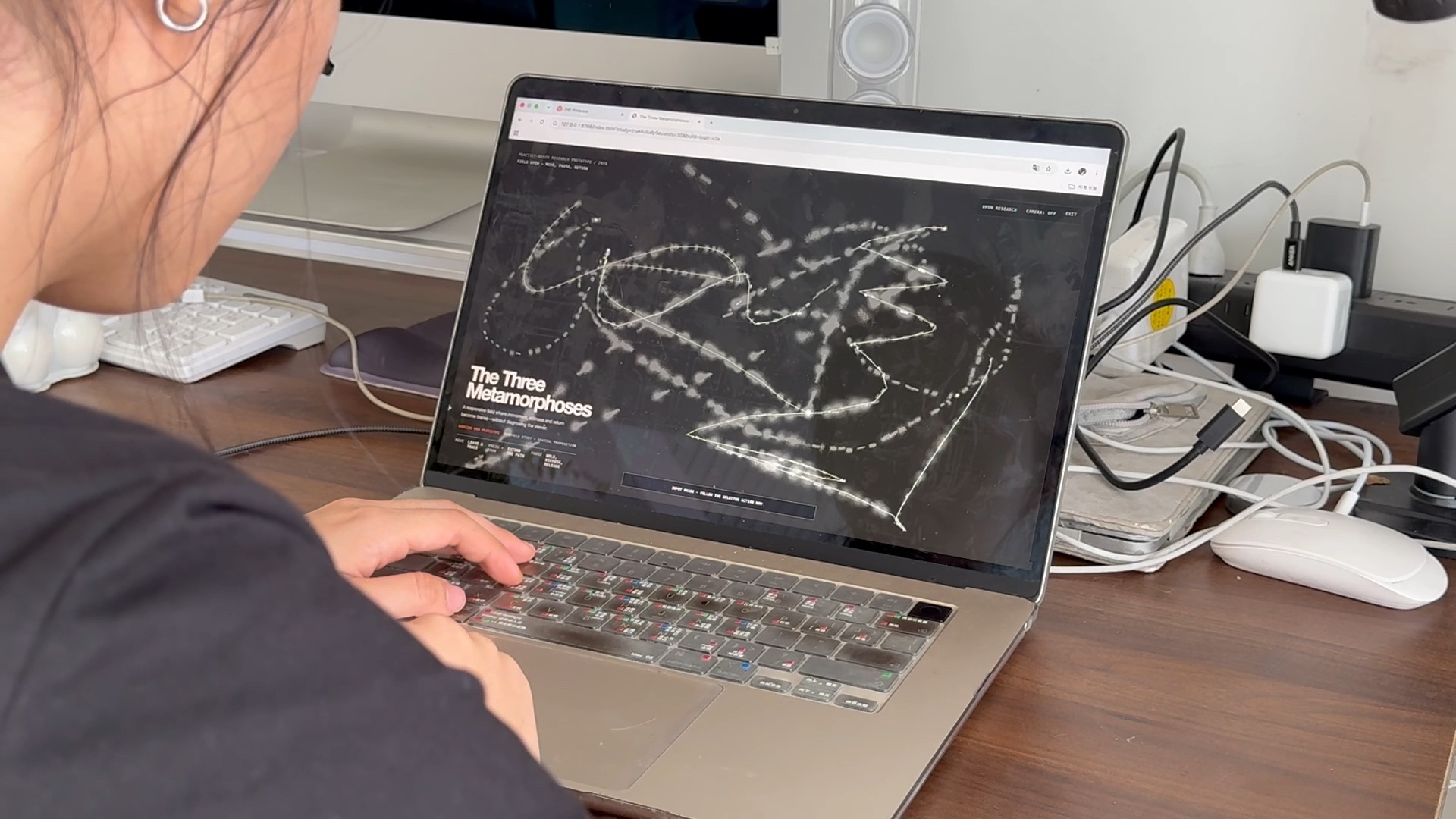 Over-the-shoulder view of the author interacting with the Web Field